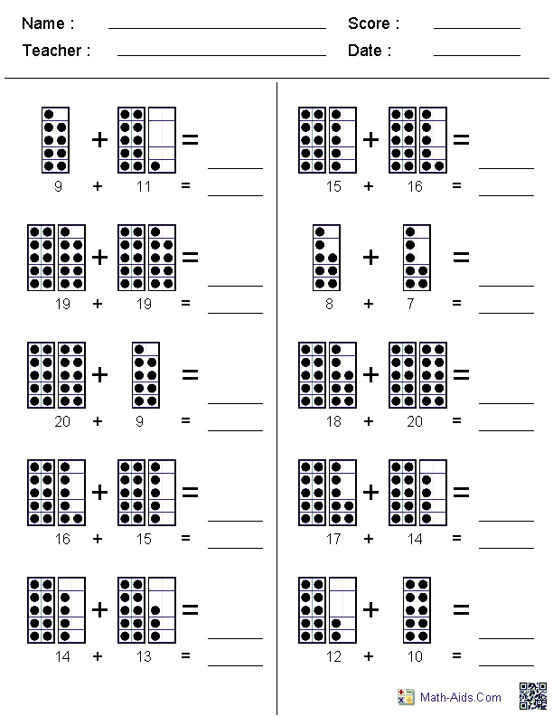 Addition Worksheets Dynamically Created Addition Worksheets