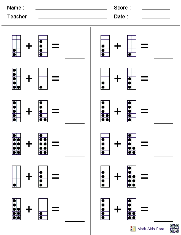 Adding Dot Figures Addition Worksheets