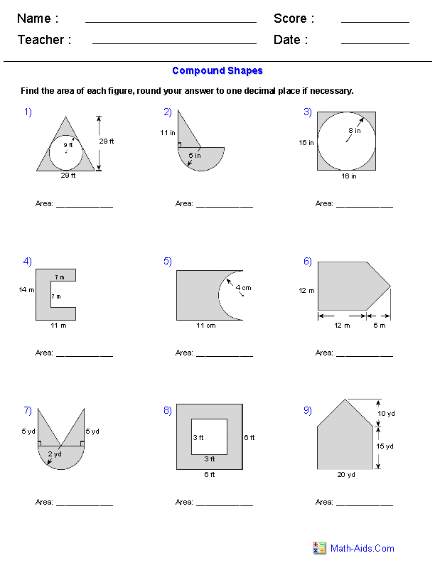 Printables Composite Figures Area Worksheet Michaelbaronbooks