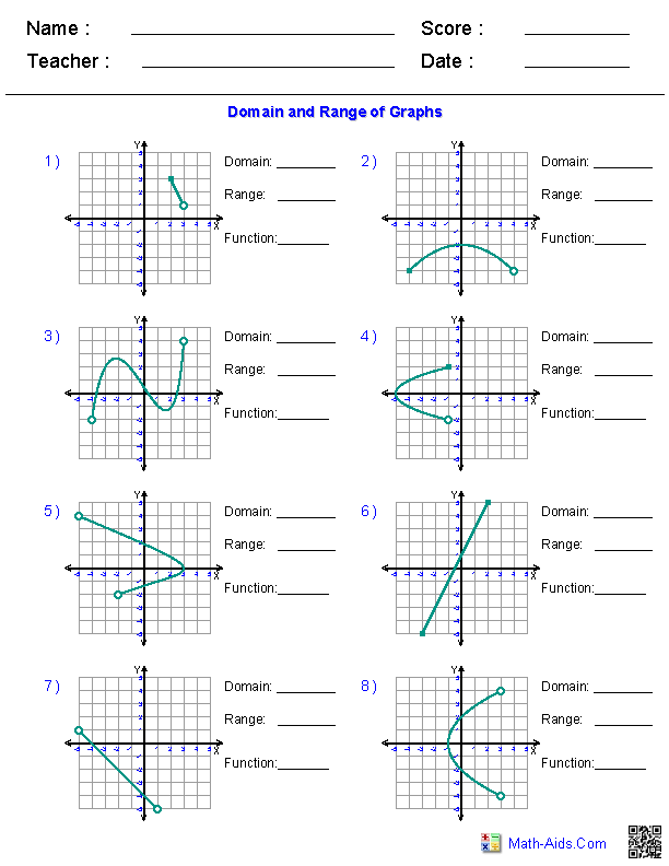 Domain And Range Of A Function Worksheet With Answers