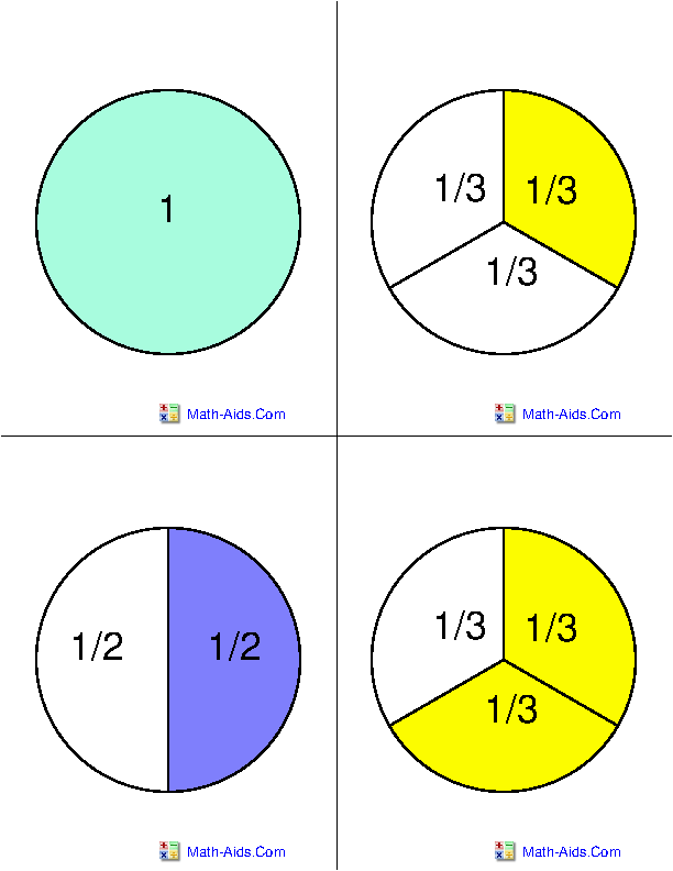 Fraction Shapes Flash Cards