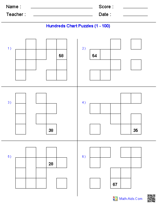 Hundreds Chart Picture Puzzles