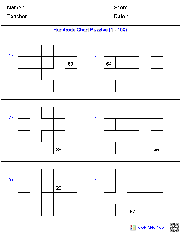 Hundreds Chart Puzzles Instructions