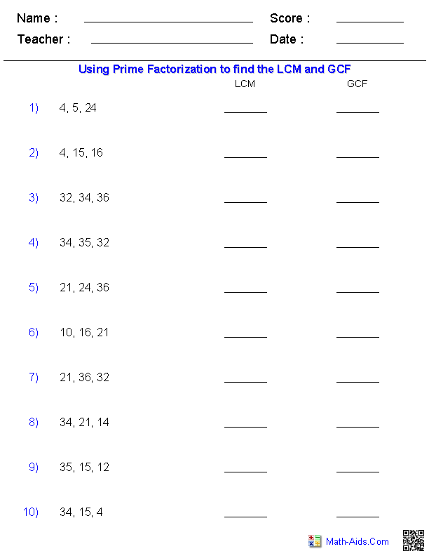 Prime Factorization Worksheet 6th Grade - Worksheet List