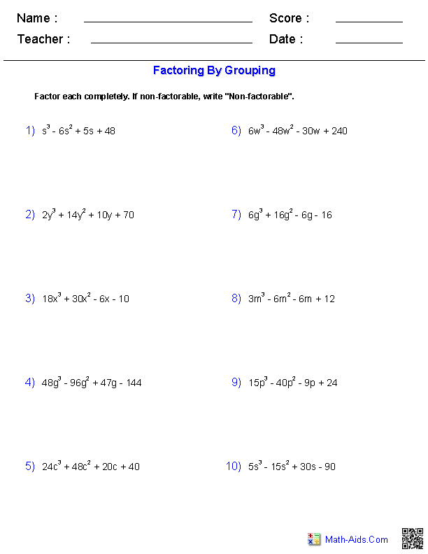 Algebra 2 Worksheets  Polynomial Functions Worksheets