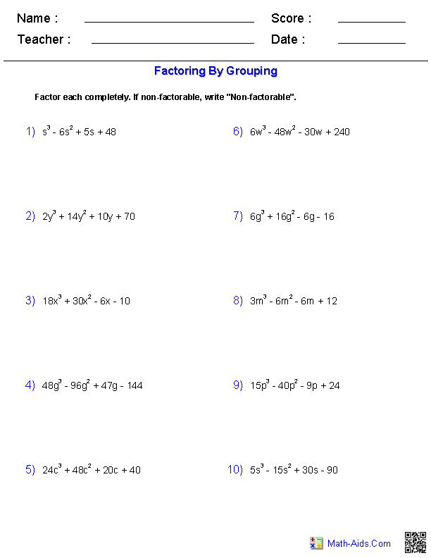 factoring trinomials mixed review worksheet