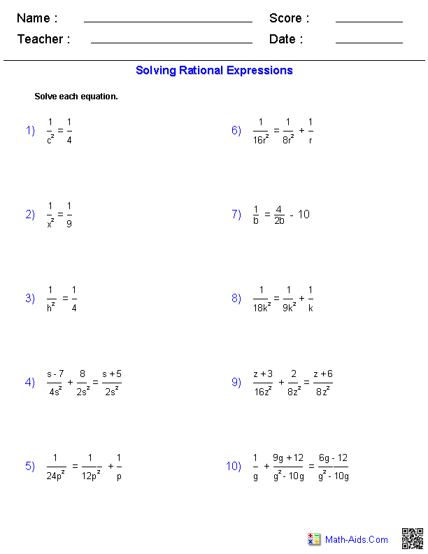 Evaluating Variable Expressions Worksheet