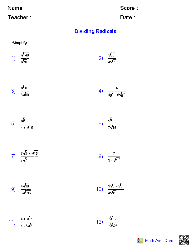 Simplifying Exponential Expressions Worksheet
