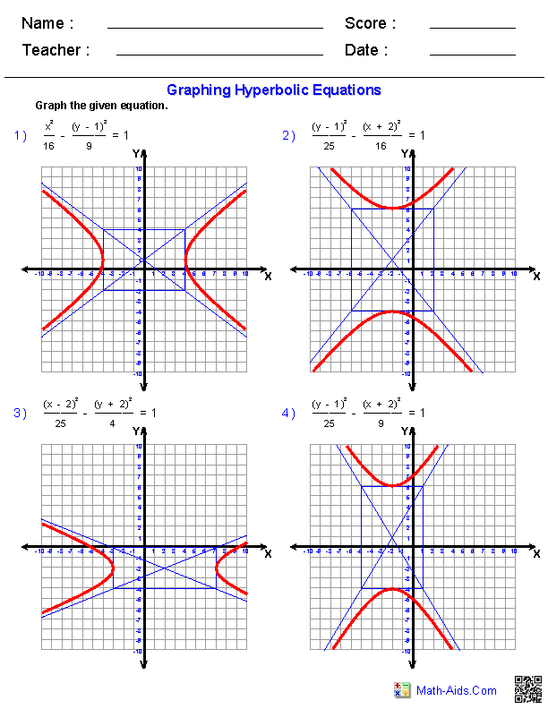 Conic Sections Algebra 2 Worksheets