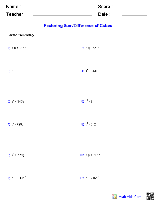 factoring trinomials mixed review worksheet