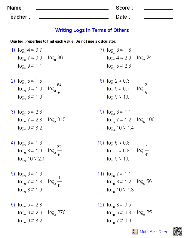 How to write logarithms