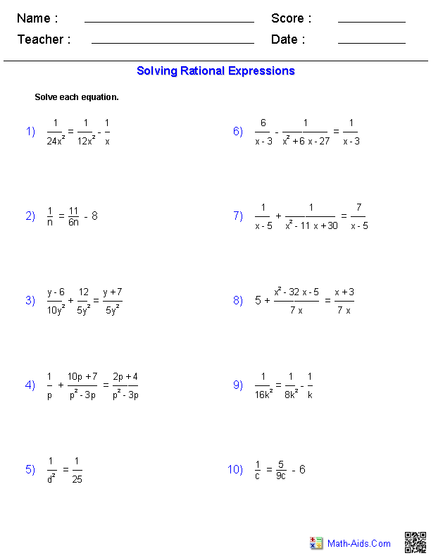 Algebra 2 Worksheet Pdf