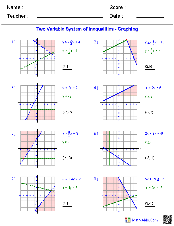 Graphing Multiple Inequalities Worksheet