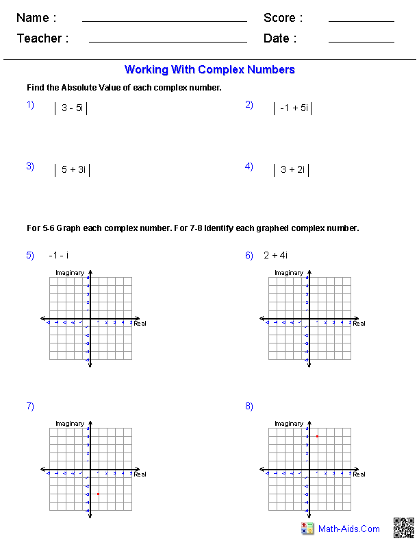Algebra 2 Worksheets  Dynamically Created Algebra 2 Worksheets
