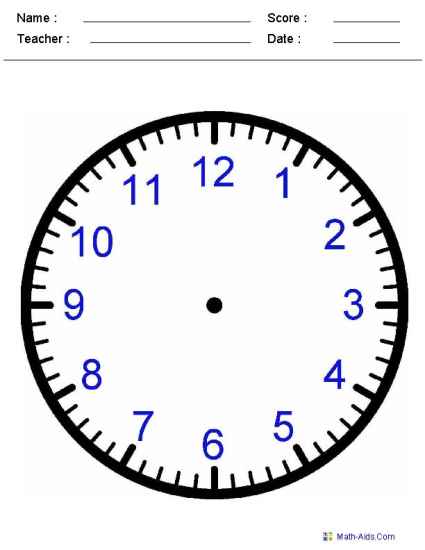 Blank Clock Face Worksheets