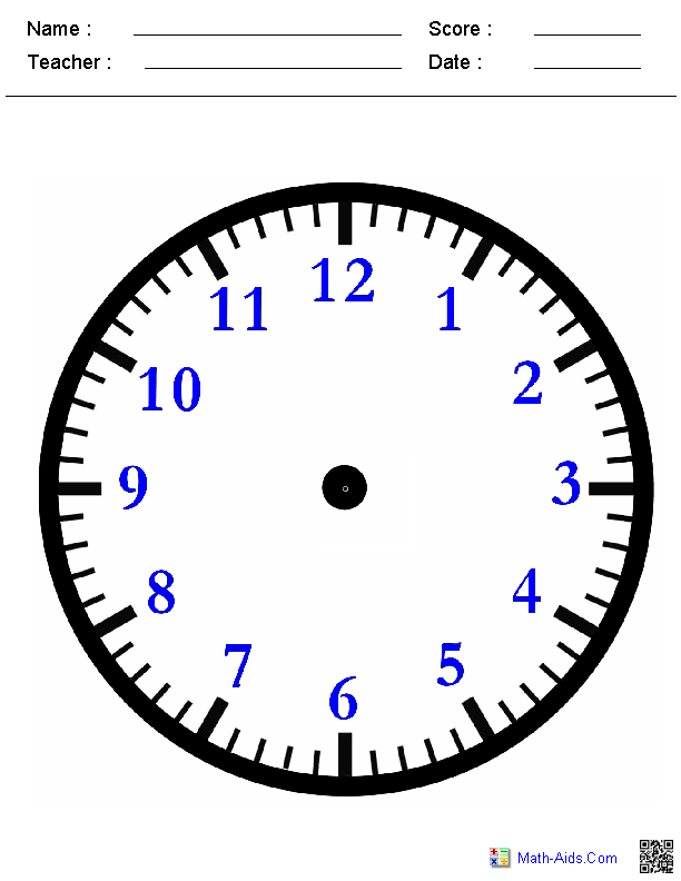 Blank Clock Face Worksheets