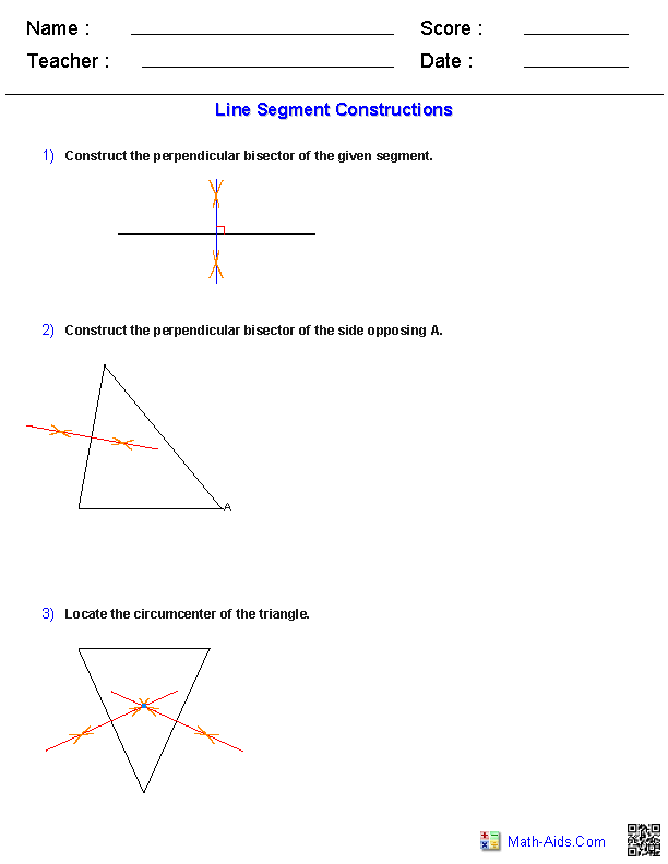 Geometry Worksheets Constructions Worksheets