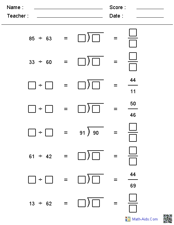 Sixth grade math homework sheets