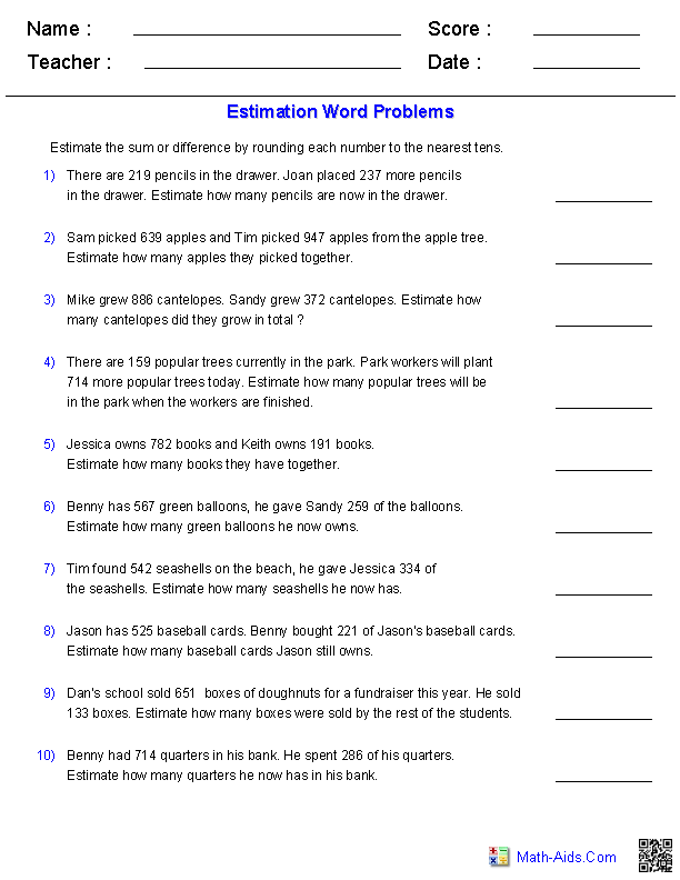 Math homework estimation