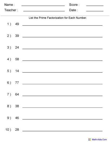 Math printables factors - Eden Escape