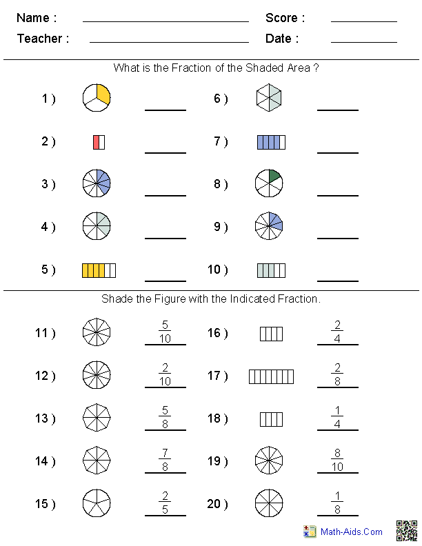 Fractions Math Worksheets