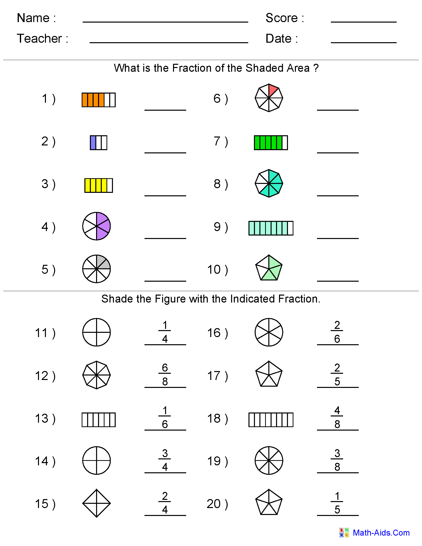 Fraction Multiplication Visual Worksheet