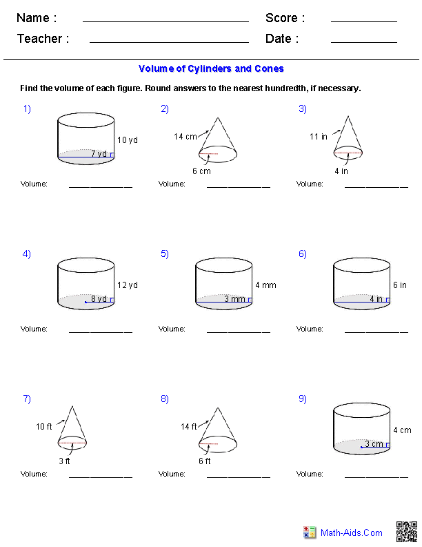 7th Grade Formula Chart