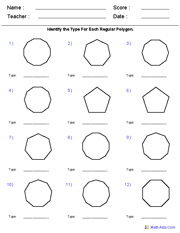 Free printable geometry worksheets