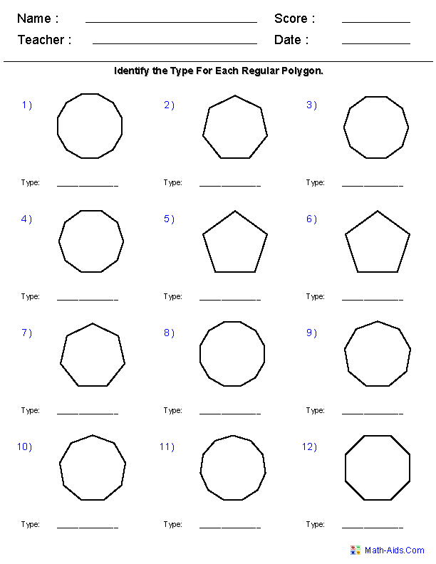 Geometry Worksheets Quadrilaterals And Polygons Worksheets