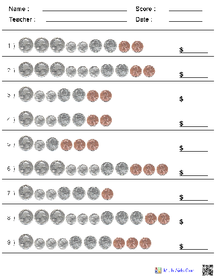Money Chart For Kindergarten