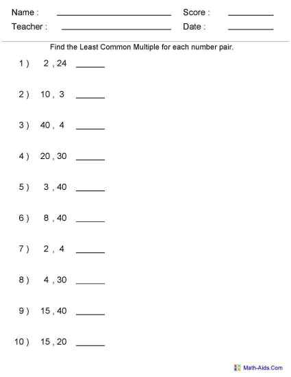 Least Common Multiple Least Common Multiple