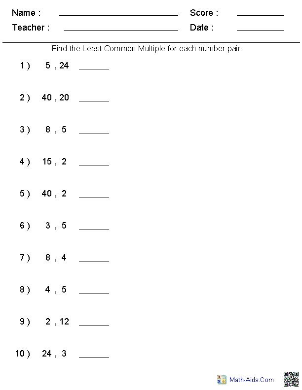 Factors Worksheets Printable Factors And Multiples Worksheets 