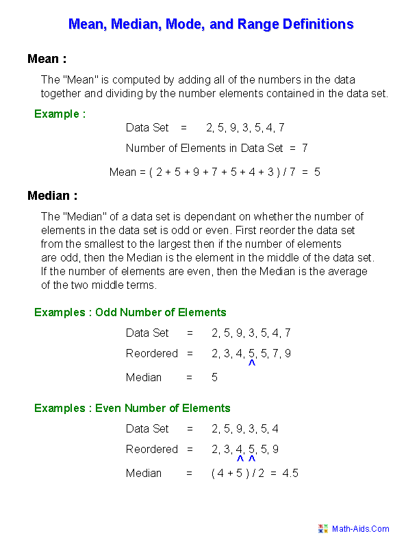 Homework help math mean median mode
