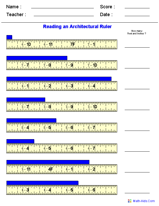 Ruler scale measurements