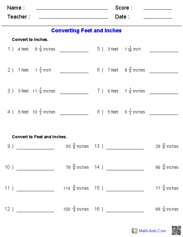 measurement convert feet inches