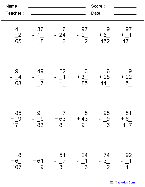 Adding and Subtracting Money Mixed Problems Worksheets