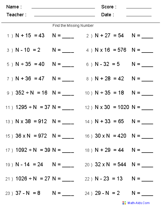 number a number  worksheets numbers  negative operation positive latexceud  line and worksheet on missing