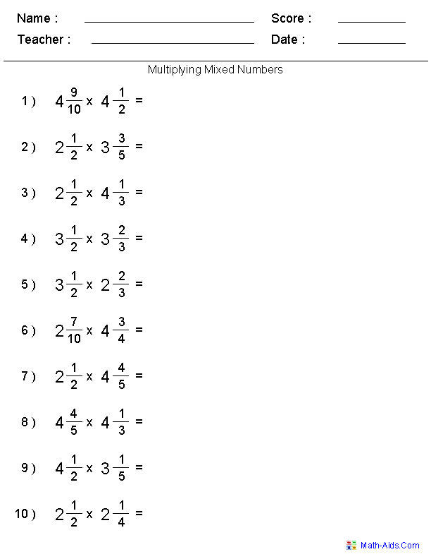 mixed-number-worksheets