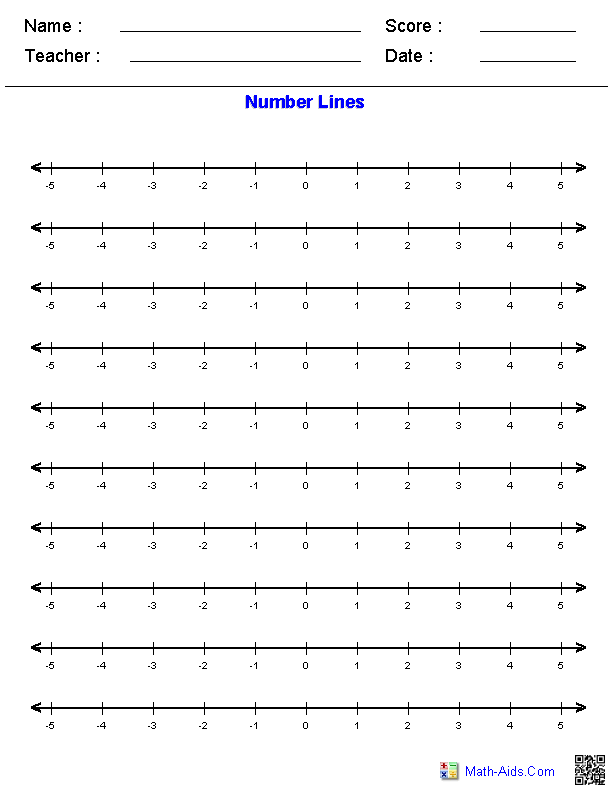 Number Lines Graphing Paper