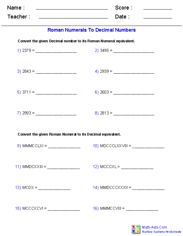 Number System Chart In Maths