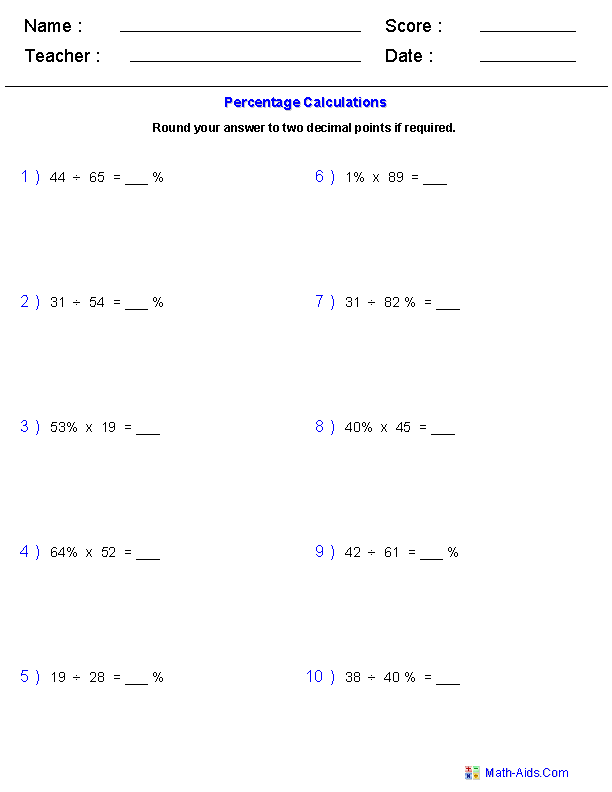 How do you convert a whole number to a percentage?