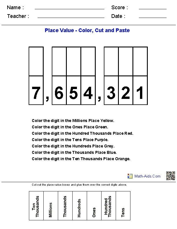 Place Value Kindergarten Worksheets