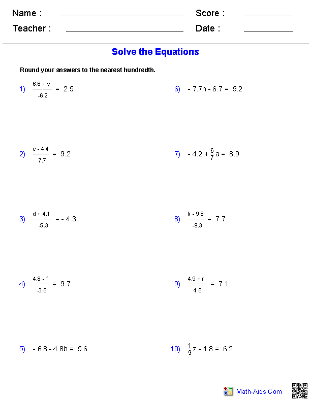 Two step equation practice problems