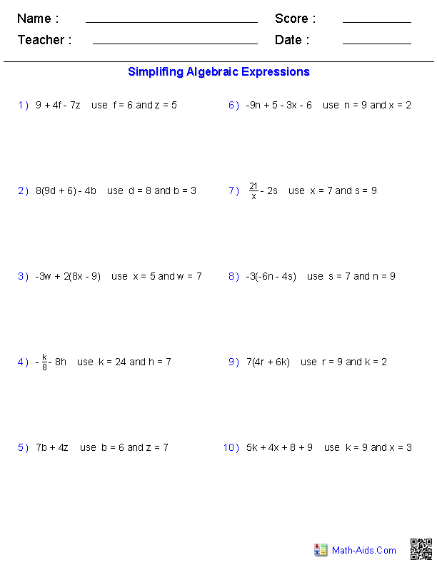 Basics  Worksheets algebra linear Algebra  worksheet 1  1 Algebra for Worksheets