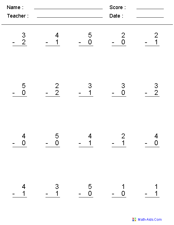 Subtracting Within a Number Subtraction Worksheets