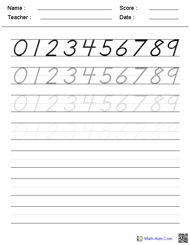 Writing Numbers Kindergarten Worksheets