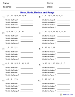 Mean Mode Median Worksheets