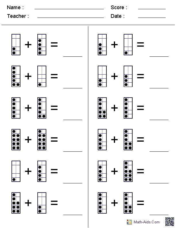 Adding with Dot Figures Kindergarten Worksheets