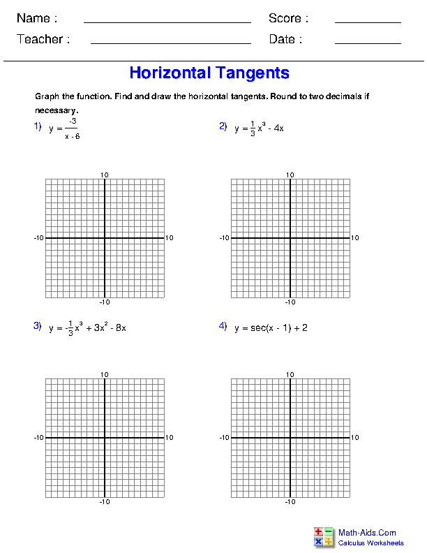 Calculus Worksheets Differentiation Applications For