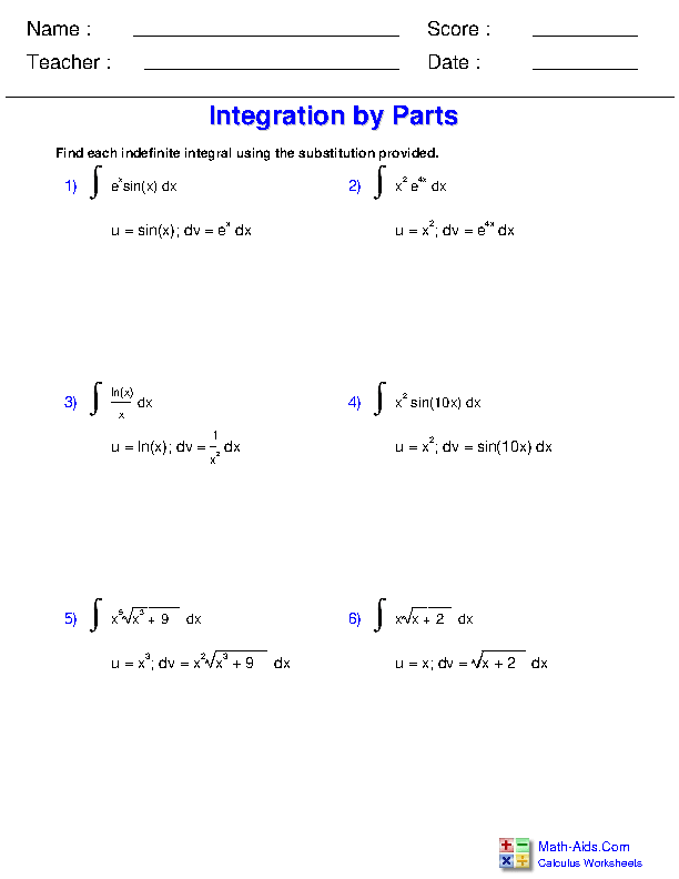 Integration By Parts Chart Method